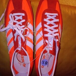 Adidas Bright Red and White Trainers